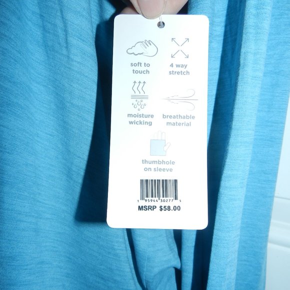 Jones New York thumbhole long sleeved wicked light weight sweater Baby Blue NWT - Picture 10 of 11